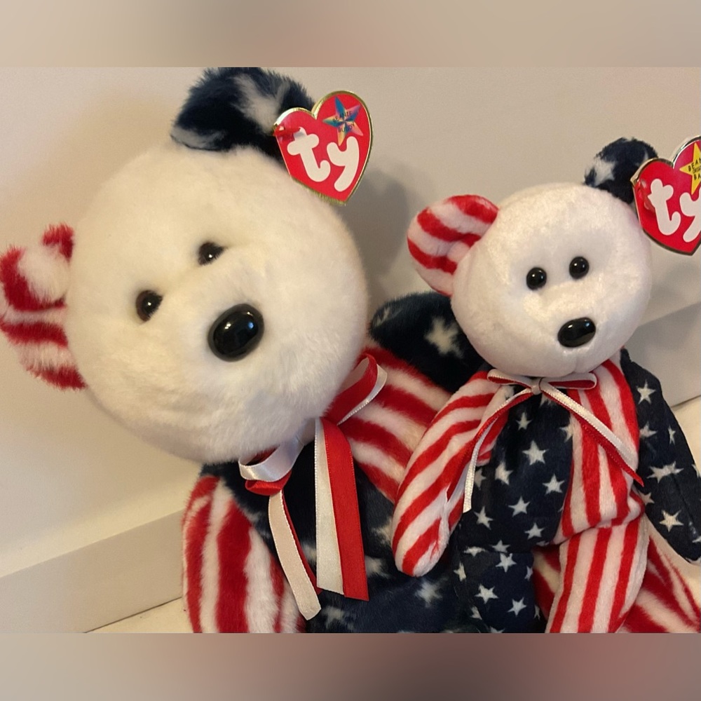 Ty Spangle USA 🇺🇸 buddy and beanie baby pair patriotic